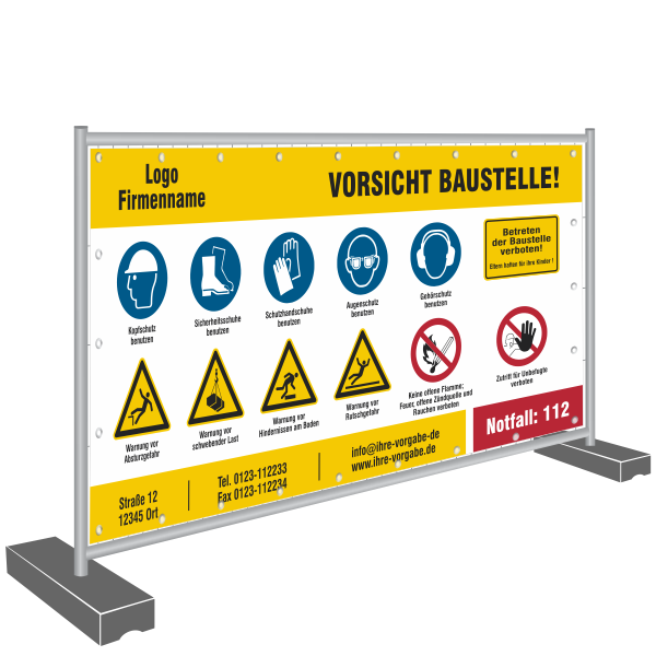 Bauzaunbanner 340x173cm - Sicherheitszeichen 1
