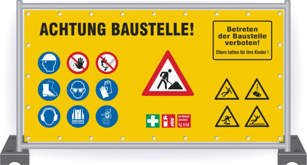 Baustellenbanner-Sicherheit-Achtung-Baustelle-Zeichen